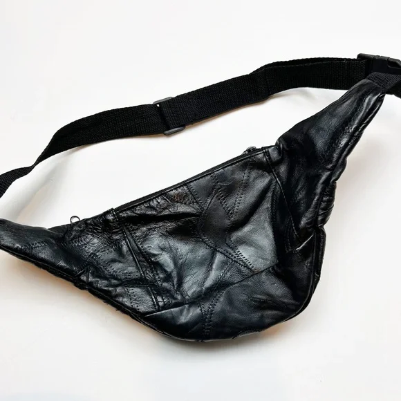 Genuine Leather Vintage Black Fanny Pack - Picture 3 of 6